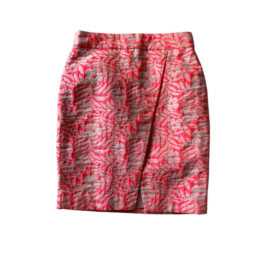 J Crew women’s pink floral midi skirt size 12 preppy summer brunch office party